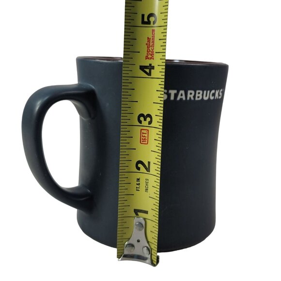 Starbucks French Roast Mug Black Matte Brown Glazed Interior Embossed Logo 2011 - Picture 10 of 10